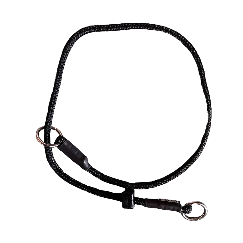 Black rope slip collar on a white background